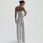 Damen Gemütliches und stylisches Lounge-Set mit weitem Bein und Trägeroberteil R&B
