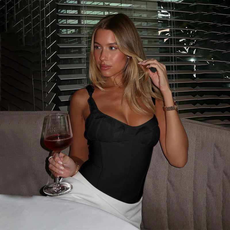 Damen elegante Korsage mit Rüschendetails R&B