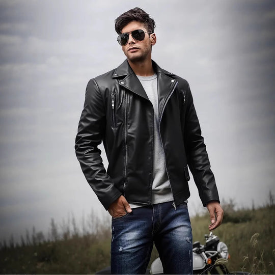 Herren Bikerjacke mit Steppnähten