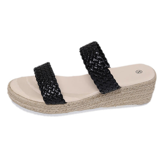 Damen Wedge-Sandalen mit geflochtenem Riemendesign und komfortablem Fußbett R&B