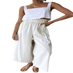 Damen Hochtaillierte Palazzo-Hose mit elastischem Bund und seitlichen Taschen R&B