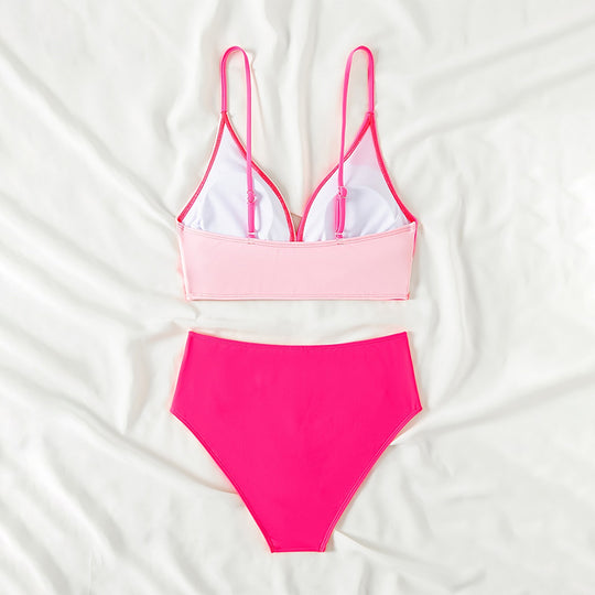 Damen Hochgeschnittener Bikini mit Wickeldesign und breiten Trägern R&B
