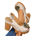 Damen Slingback-Plateausandalen mit modischem Buckle-Detail R&B
