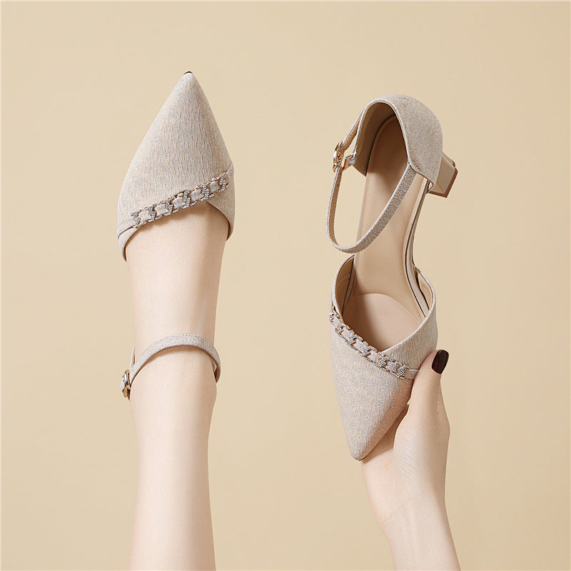 Damen elegante Slingback-Pumps mit funkelndem Schmuckdetail R&B