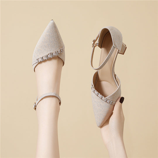 Damen elegante Slingback-Pumps mit funkelndem Schmuckdetail R&B