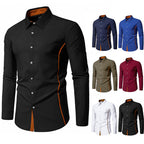 Herren elegantes Langarmhemd mit Kontrastakzenten R&B