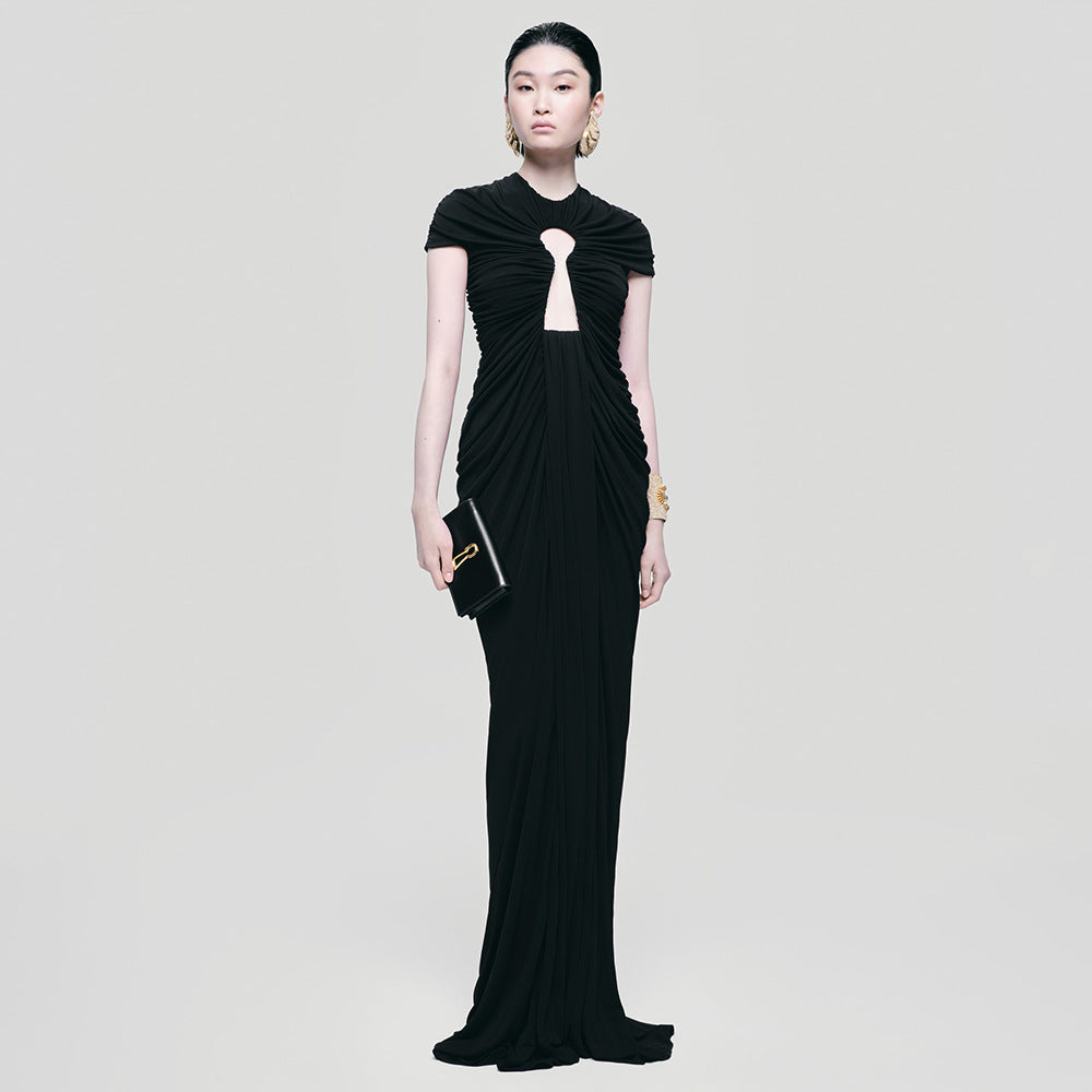 Damen glamouröses Abendkleid mit raffinierten Drapierungen und Schlitz R&B