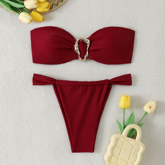 Damen Bandeau-Bikini mit hochwertigem Schnallen-Detail R&B