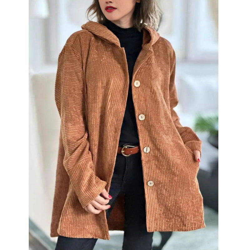 R&B | Baumwolljacke mit Kapuze, lockere Passform, mittellang, für den täglichen GR&Brauch