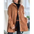 R&B | Jacke mit Kapuze Cord Lockere Passform Mittlere Länge Knopfdetails