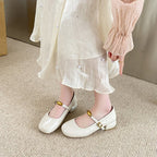 Damen elegante Blockabsatz-Ballerinas mit modischem Riemchen und stabiler Sohle R&B