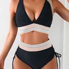 Damen Bikini-Set mit doppeltem Oberteil und verstellbaren Ruffy-Bindungen R&B