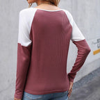 Damen Langarmshirt mit modernem Farbblockdesign R&B