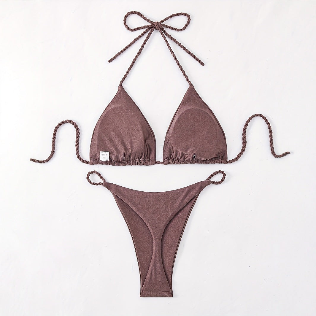 Damen Triangel-Bikini mit geflochtenen Trägern R&B