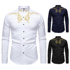 Herren Langarmshirt mit elegantem Stickereidesign R&B
