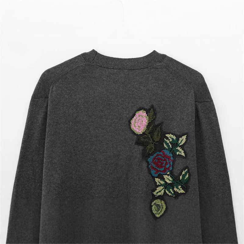 Damen Strickjacke mit floralem Stickdesign R&B