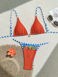 Damen Triangel-Bikini mit regulierbaren Trägern und farblich abgestimmten Akzenten R&B
