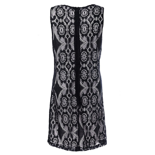Damen Spitzenkleid mit floralen Mustern und Schlüsselloch-Ausschnitt R&B
