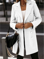 Damen Eleganter Wollmantel mit doppelter Knopfreihe und modernem Schnitt R&B