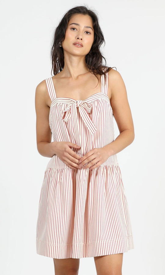 Damen luftiges Sommerkleid mit dekorativem Schleifenakzent R&B