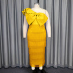 Damen Cocktailkleid mit voluminösem Rüschendesign und Fransen