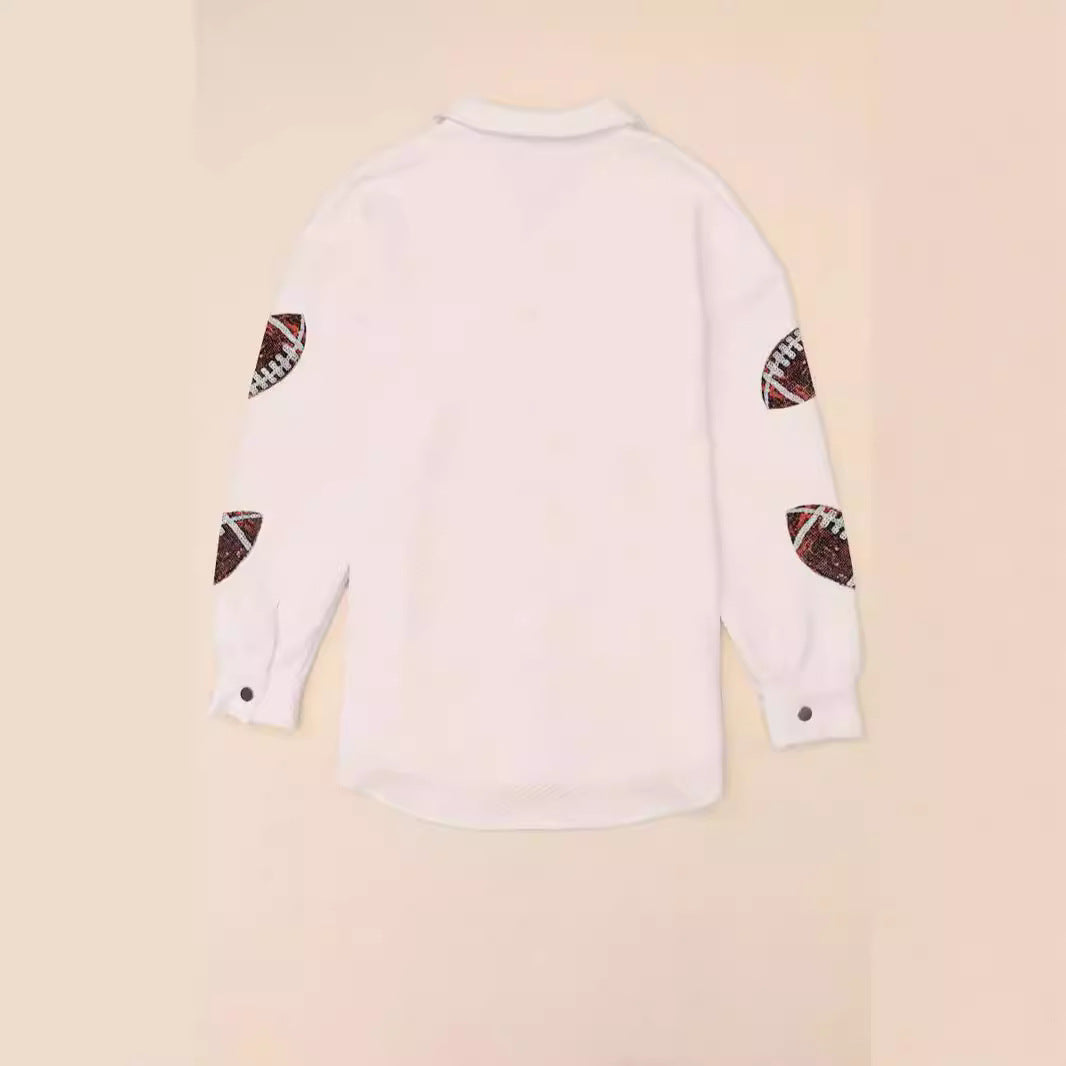 Damen Oversized Jacke mit Football-Design und praktischen Taschen R&B