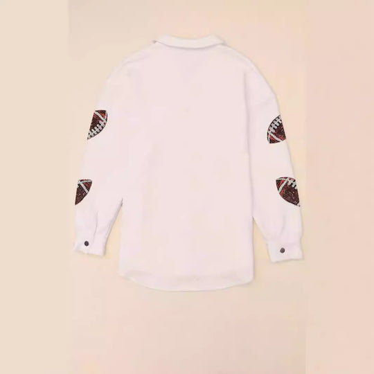 Damen Oversized Jacke mit Football-Design und praktischen Taschen R&B