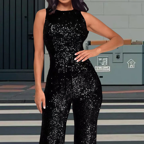 Damen Glamouröses Jumpsuit mit Paillettenbesatz und figurbetonter Silhouette R&B