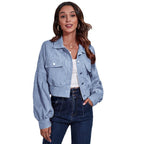 Damen Trendige Blousonjacke mit weiten Ärmeln und Rippstrickdetails R&B