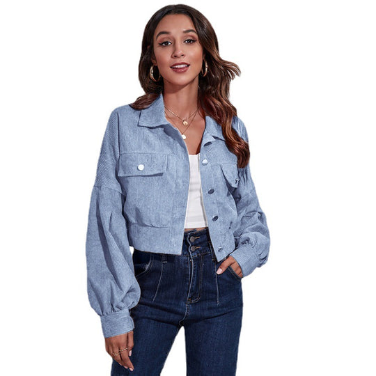 Damen Trendige Blousonjacke mit weiten Ärmeln und Rippstrickdetails R&B