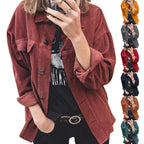 Damen modische Cordjacke mit praktischen aufgesetzten Taschen und lässigem Schnitt R&B