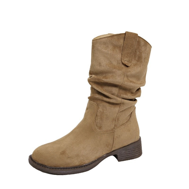 Damen modische Stiefel mit weichem Wildleder und elastischem Schaft R&B