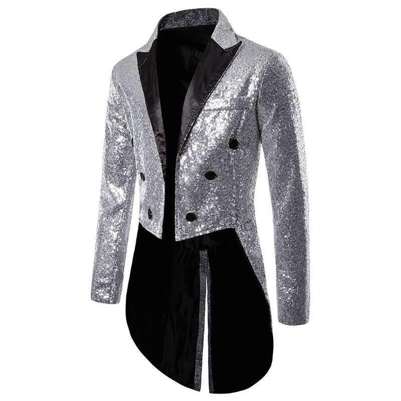 Herren Pailletten-Blazer im eleganten Schnitt mit asymmetrischem Design R&B