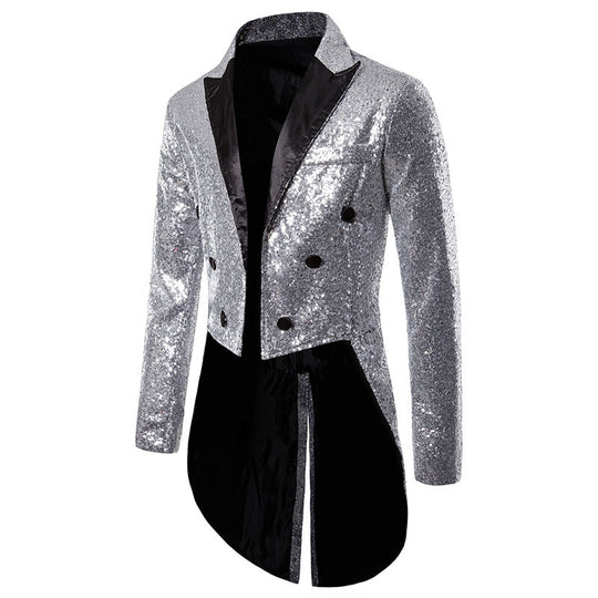 Herren Pailletten-Blazer im eleganten Schnitt mit asymmetrischem Design R&B