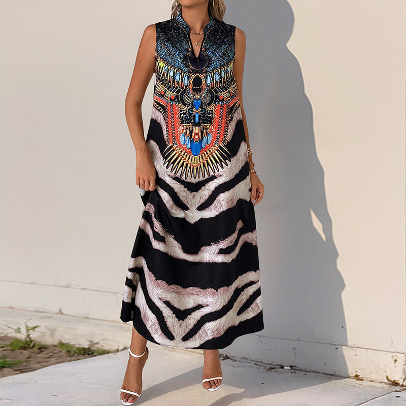 Damen Maxi-Kleid mit auffälligem Animal-Print und eleganten Verzierungen R&B