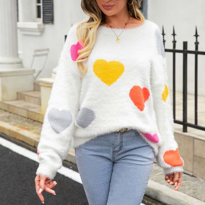 R&B | Strickpullover Mit Süßem Herzmuster