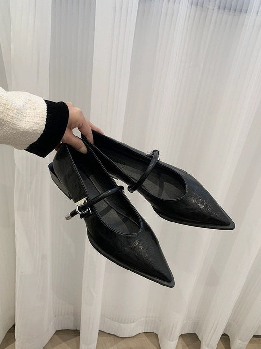 Damen elegante Ballerinas mit zeitgemäßem Riemchen und spitzem Design R&B