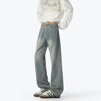 Damen Lässige High-Waist Denim-Hose im Vintage-Stil R&B