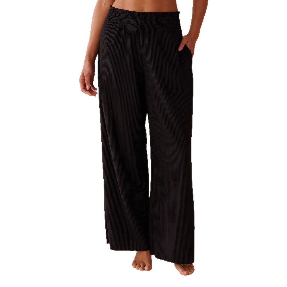 Damen Weite Plissee-Hose mit elastischem Bund und seitlichen Taschen R&B
