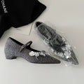 Damen Ballerina-Schuhe mit floralen Applikationen und elegantem Riemen