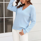 R&B | Schlichter Einfarbiger Strickpullover Mit Rundhals