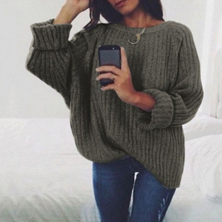 Damen Oversized Strickpullover mit strukturiertem Rippenmuster und lässigem Schnitt R&B