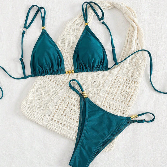 Damen Triangel-Bikini-Set mit raffinierten Schmuckakzenten R&B