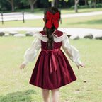 Mädchen Kleid mit festlichem Kragen und Schleifendetail R&B