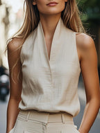 Damen Elegantes Halbtags-Oberteil mit Wickeloptik R&B