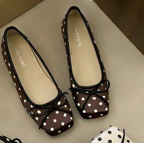 Damen Ballerinas mit eleganter Punktmusterung und modischem Schleifendetail R&B