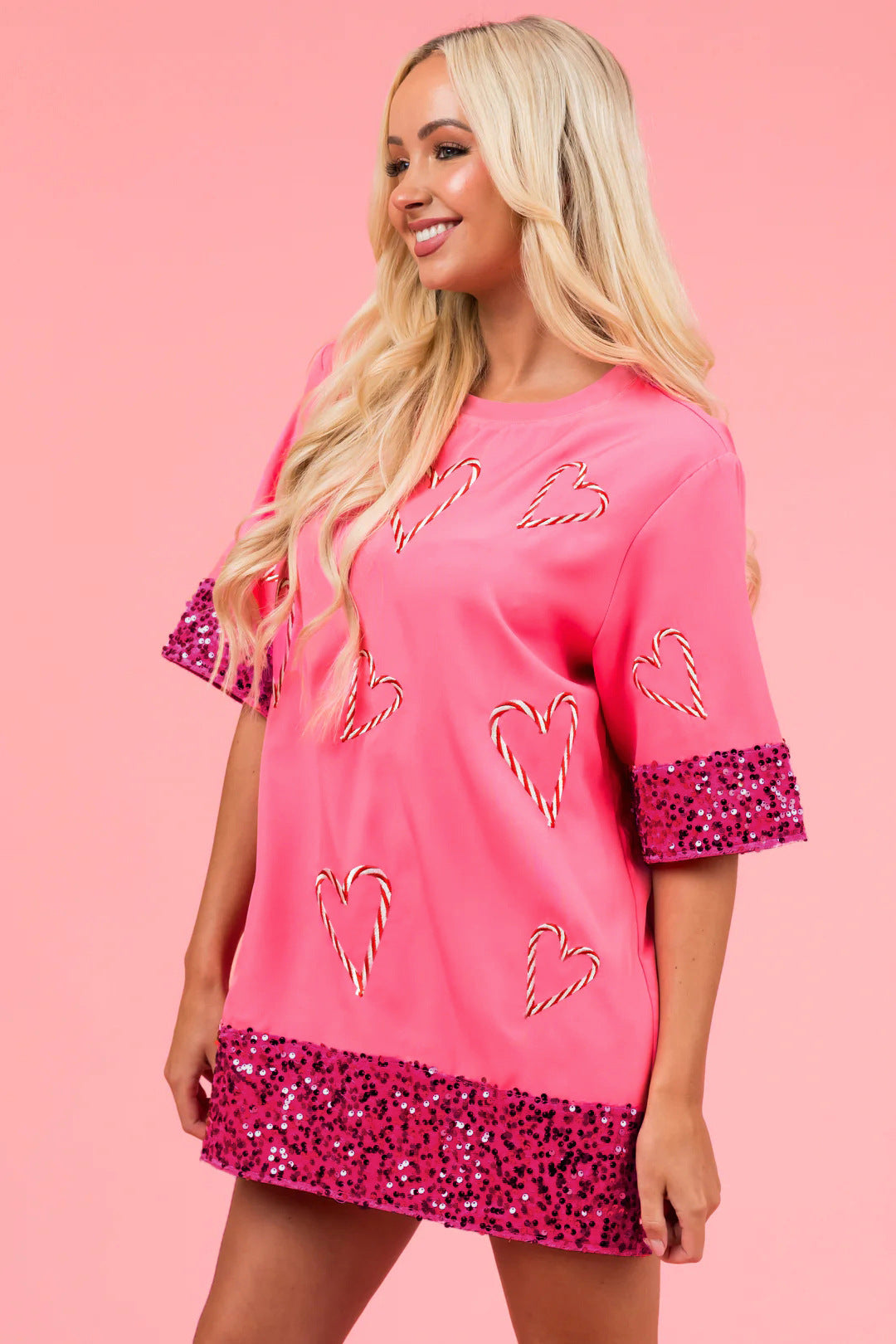 Damen Freizeitoberteil mit glitzernden Details und herzförmigem Aufdruck R&B