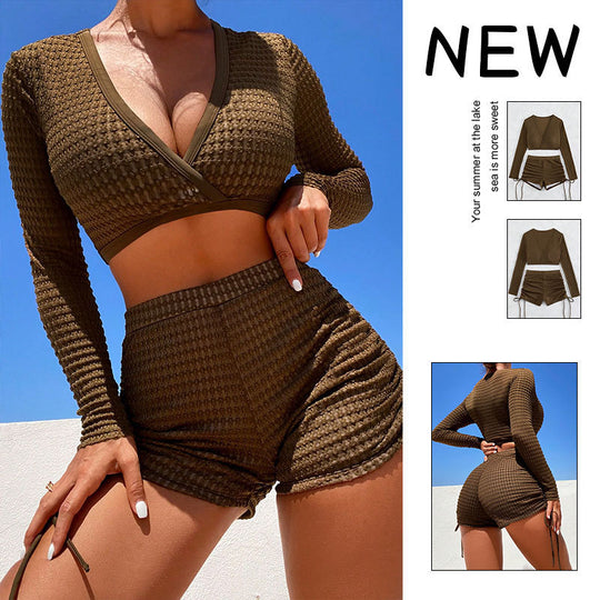 Damen Sportliches Bikini-Set mit langen Ärmeln R&B