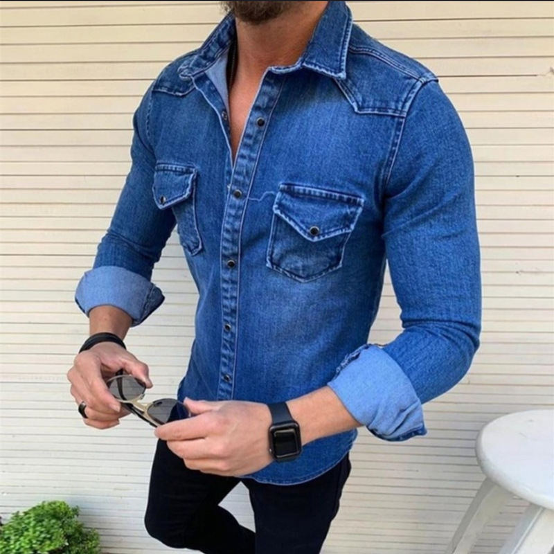 Herren Denim Hemd mit modernem Schnitt und praktischen Brusttaschen R&B