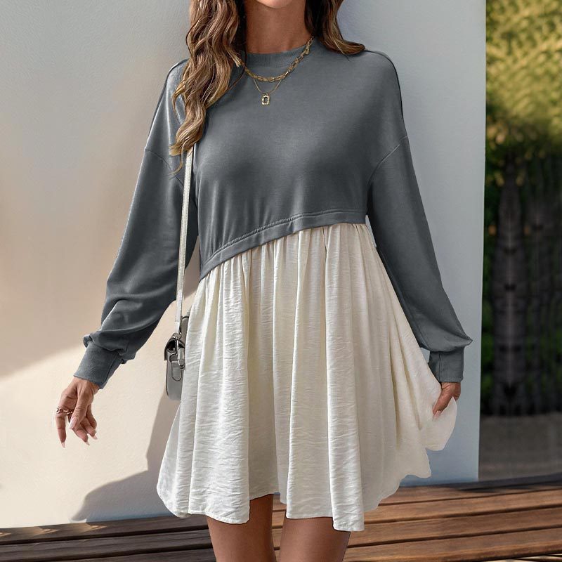 Damen Freizeitkleid mit lässigem Oberteil und fließendem Rock R&B